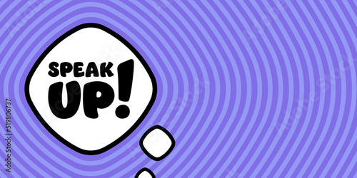 Speech bubble with Speak up text. Boom retro comic style. Pop art style. Vector line icon for Business and Advertising