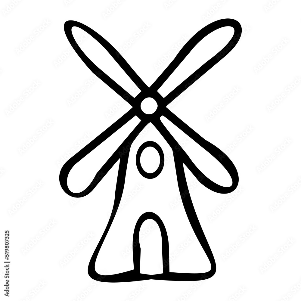 Windmill icon isolated on white background Windmill icon isolated on white background