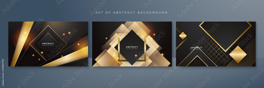 Black and gold geometric shapes luxury abstract background Stock Vector ...