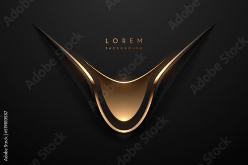 Abstract black and gold badge on black background