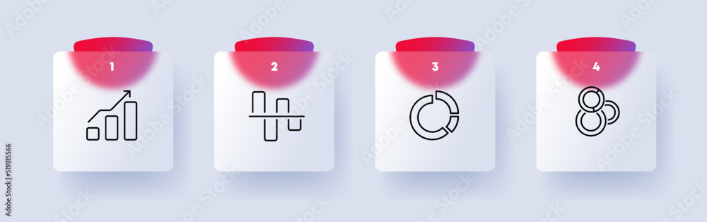Statistical charts set icon. Bar and pie chart, donut, growth, decline ...