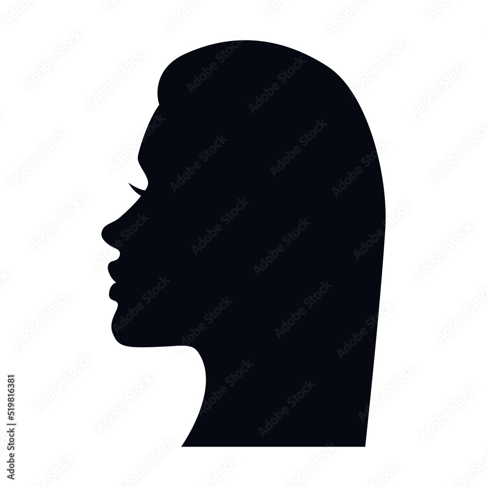 Vector black silhouette of a female head profile isolated on a white background Vector black silhouette of a female head profile isolated on a white background