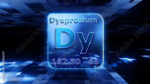 Modern periodic table element Dysprosium 3D illustration