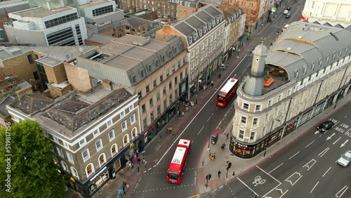 Aerial video double decker busses in London photo
