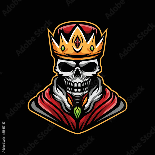 Skull King Mascot Cartoon Illustration