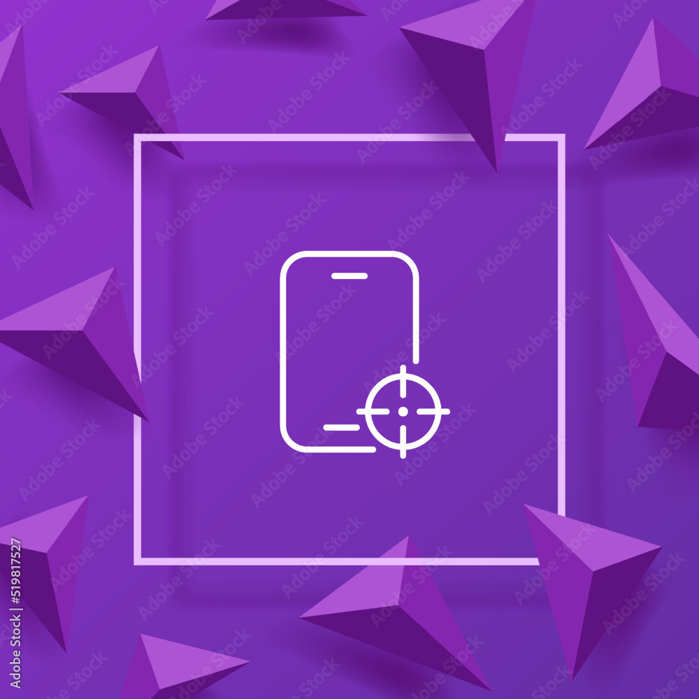 Phone with aim line icon. Target audience, analysis, statistical data, analytics, targeting, targetologist, goal, planning, customer acquisition. Business concept. Vector line icon for Advertising Phone with aim line icon. Target audience, analysis, statistical data, analytics, targeting, targetologist, goal, planning, customer acquisition. Business concept. Vector line icon for Advertising