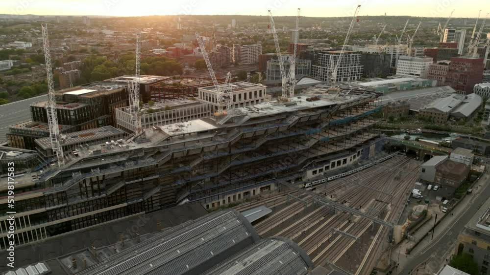 Aerial video industrial construction Kings Blvd London UK Aerial video industrial construction Kings Blvd London UK