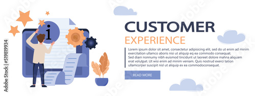 Customer experience abstract concept vector banner. Project delivery, beta testing, user guide, software development, new product launch, technical guide, helpdesk abstract metaphor