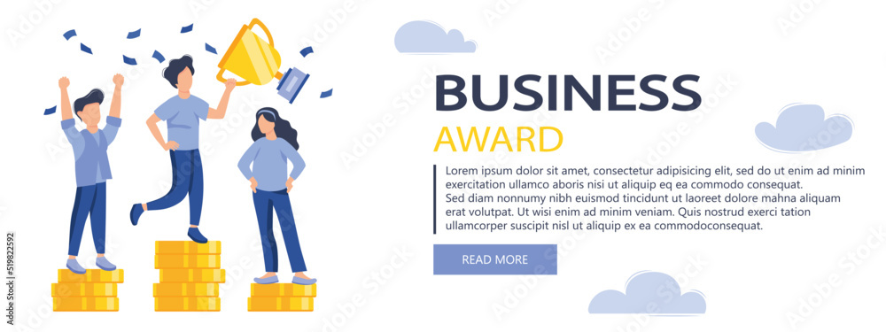 Business award banner isolated. People celebrating success, achieving goals and win, set in flat design. Vector illustration for blogging, website, mobile app, promotional materials. Business award banner isolated. People celebrating success, achieving goals and win, set in flat design. Vector illustration for blogging, website, mobile app, promotional materials.