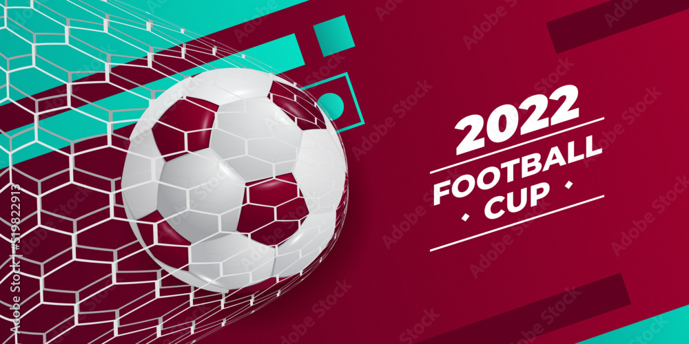 Football 2022 Cup Championship Qatar With Red Background For Banner football-2022-cup-championship-qatar-with-red-background-for-banner