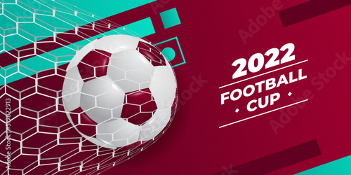 Football 2022 cup championship qatar with red background for banner advertisement template