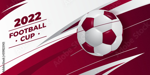 Football 2022 cup championship qatar with red background for banner advertisement template