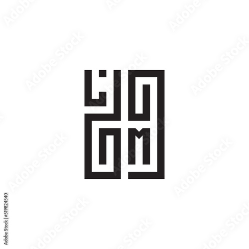 LM geometric initial square concept logo with high quality design