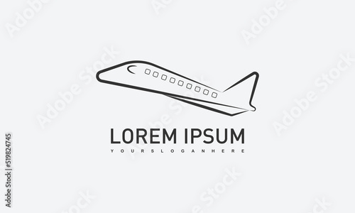 aircraft line logo design template vector black white