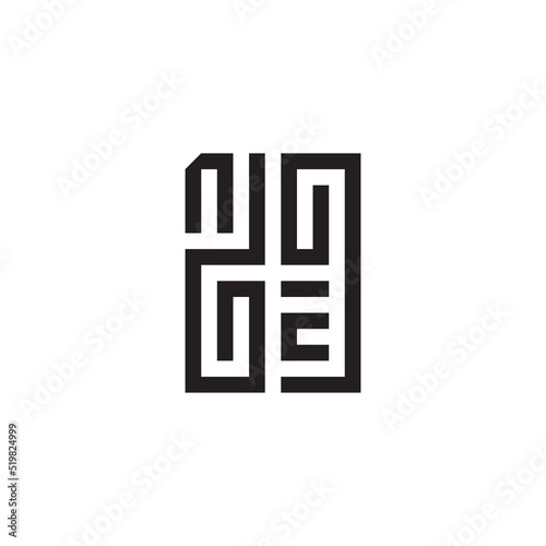 NE geometric initial square concept logo with high quality design