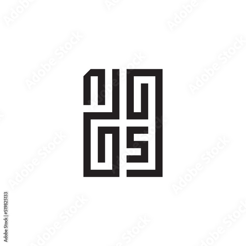 NS geometric initial square concept logo with high quality design