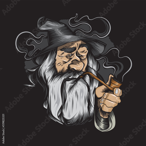 a witch grandpa is observing the universe