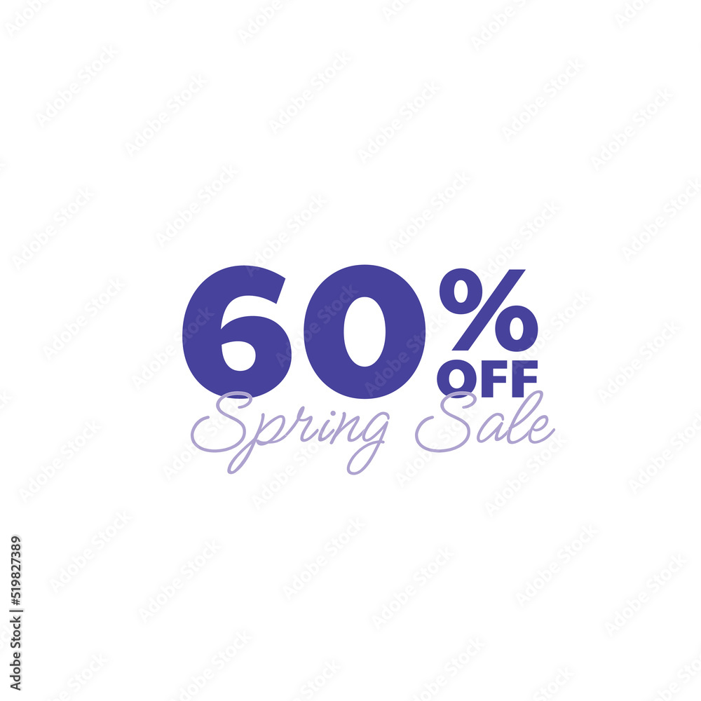60% spring sale hand logo, typography icon badge. Retro Vintage Letter Banner Poster Template, Sale, Offer 60% spring sale hand logo, typography icon badge. Retro Vintage Letter Banner Poster Template, Sale, Offer