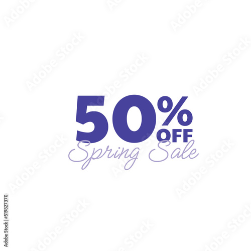 50% spring sale hand logo, typography icon badge. Retro Vintage Letter Banner Poster Template, Sale, Offer