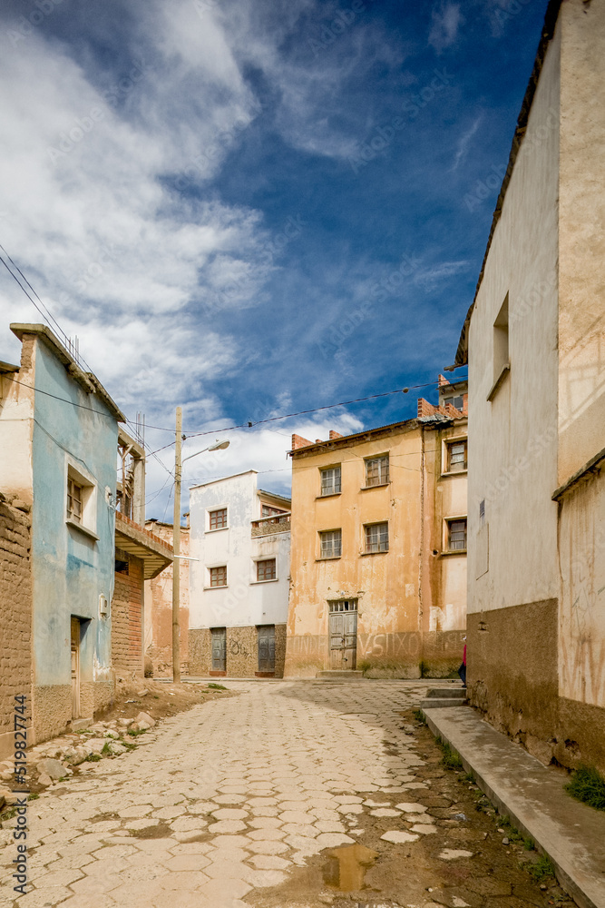 Streets of Copacabana, Bolivia. South America city