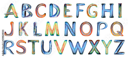 Multicolored alphabet for children on black background