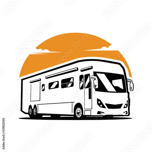 Premium RV motor home camper bus vector illustration isolated