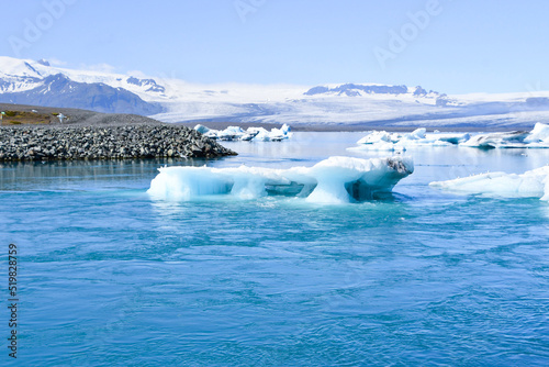 Pieces of the Vatnajokull glacier in the south of Iceland