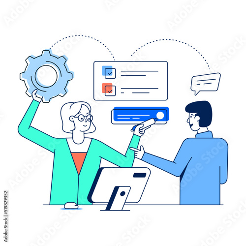Check this flat illustration of project discussion 