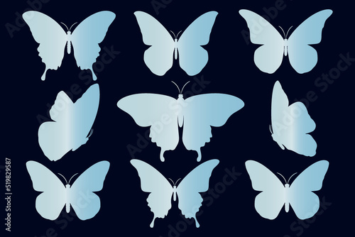 Print op canvas Blue butterfly pattern design and symbol art