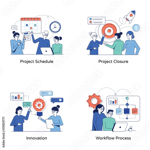 Set of Teamwork Flat Illustrations 

