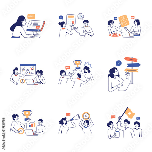 Pack of Designing and Development Flat Illustrations 

