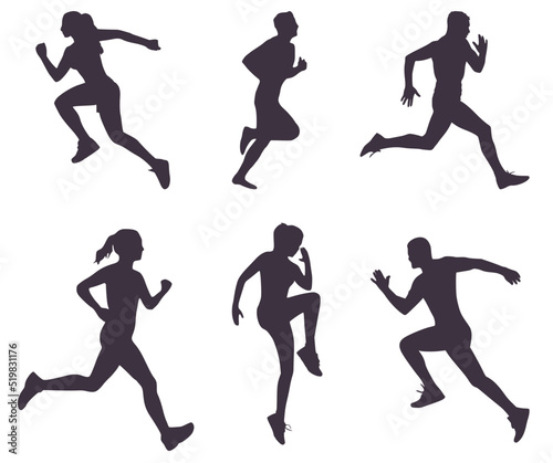 Set of six silhouettes of runners. man running © Pro_Art