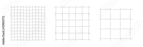 Geometric lattice with undulating distortion template. Wavy grid with empty cells of different sizes. Simple minimalistic design for math activities and vector fil photo
