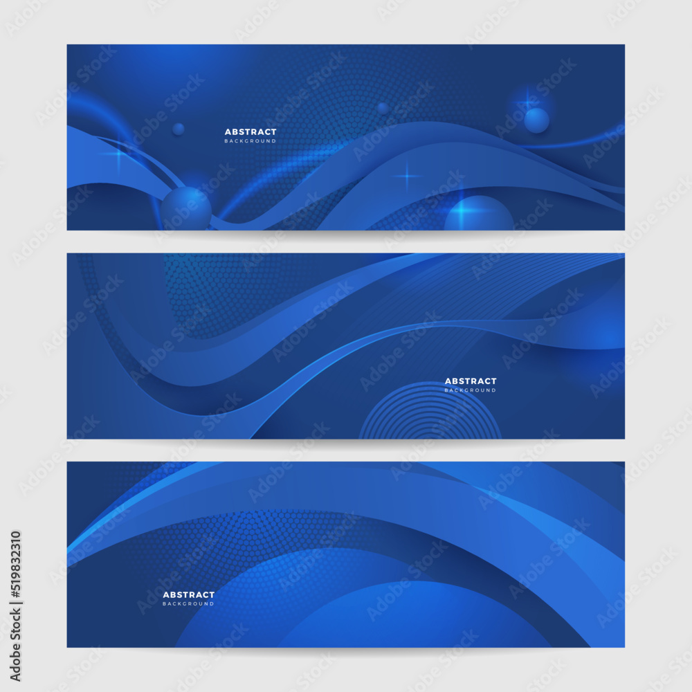 Blue abstract vector long banner. Minimal background with arrows and copy space for text. Social media cover and web banner template
