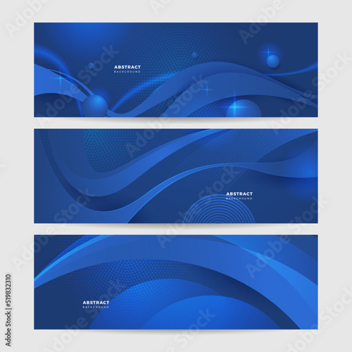 Blue abstract vector long banner. Minimal background with arrows and copy space for text. Social media cover and web banner template