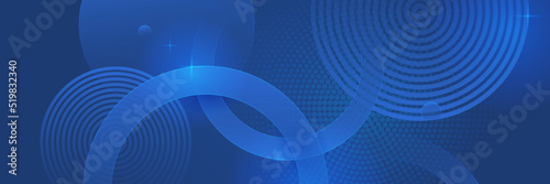 Blue abstract vector long banner. Minimal background with arrows and copy space for text. Social media cover and web banner template