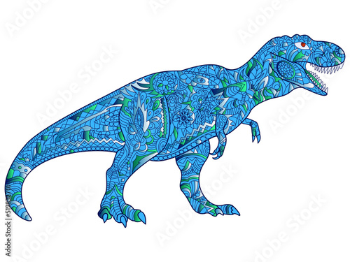 Dinosaur  Tyrannosaurus color blue predator for adult vector illustration.