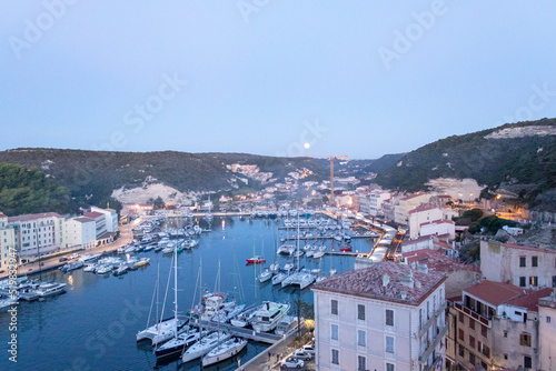 boats in the harbor, marina Bonifacio in background, port of Bonifacio, Corsica, France