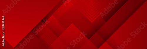 Modern red abstract vector long banner. Minimal background with waves arrows geometric shapes and copy space for text. Social media cover and web wide banner template