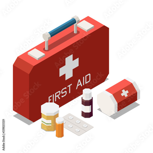 First Aid Isometric Composition