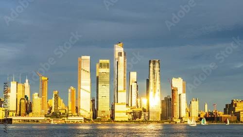 Hudson Yards Amazing Sunset and Reflection Day to Night Timelapse, New York City