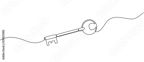 continuous line drawing of key vector illustration one line style