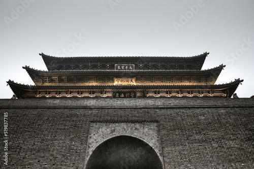 chinese temple architecture city gate of Datong in shanxi province in china photo