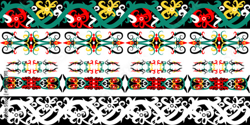 traditional dayak tribe from kalimantan tengah seamless border or frame