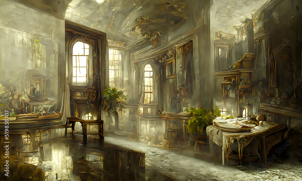 Obraz premium Artistic painting conception of a living room interior.
