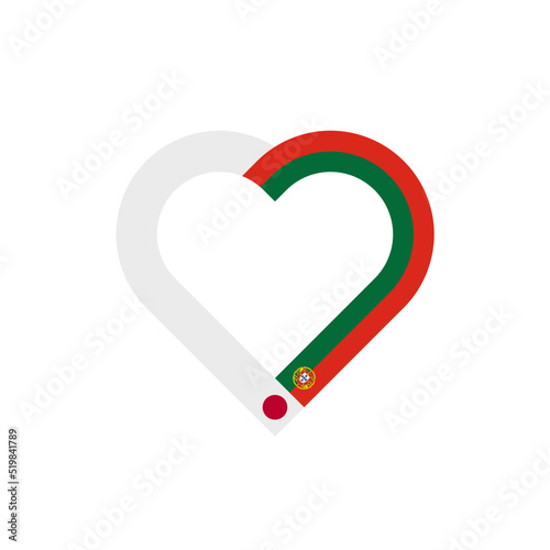 friendship concept. heart ribbon icon of japan and portugal flags. vector illustration isolated on white background