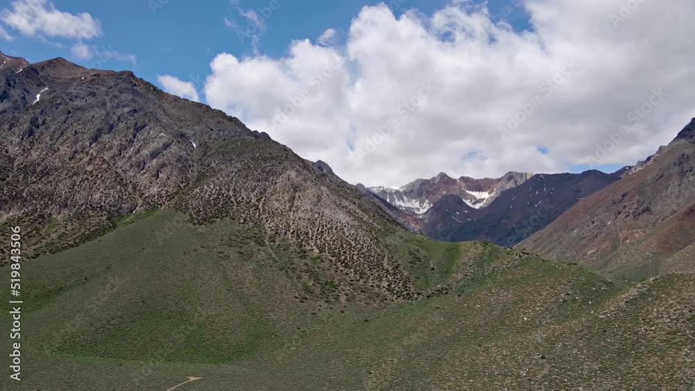 Aerial shot of some the mountains on the west side of the Sierra Nevada Mountains near Mammoth Lakes California