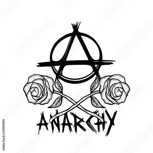 Anarchy with flowers doodle illustration hand drawn vector 