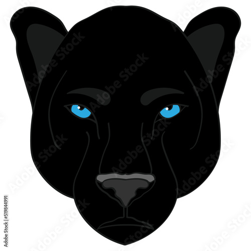 Black panther head illustration, sport mascot or team logo in flat style.Cartoon image in vector graphic.