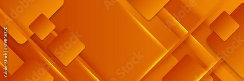 Modern orange yellow abstract vector long banner. Minimal background with waves arrows geometric shapes and copy space for text. Social media cover and web wide banner template